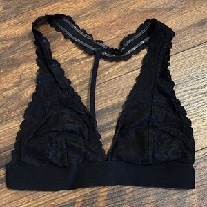VS Pink Lace Racerback Bralette - Black
